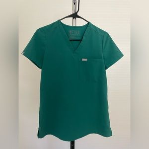 FIGS: XXS Hunter Green Scrub Top